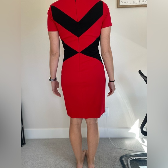Black and red color block business casual dress size 6 - Picture 3 of 5
